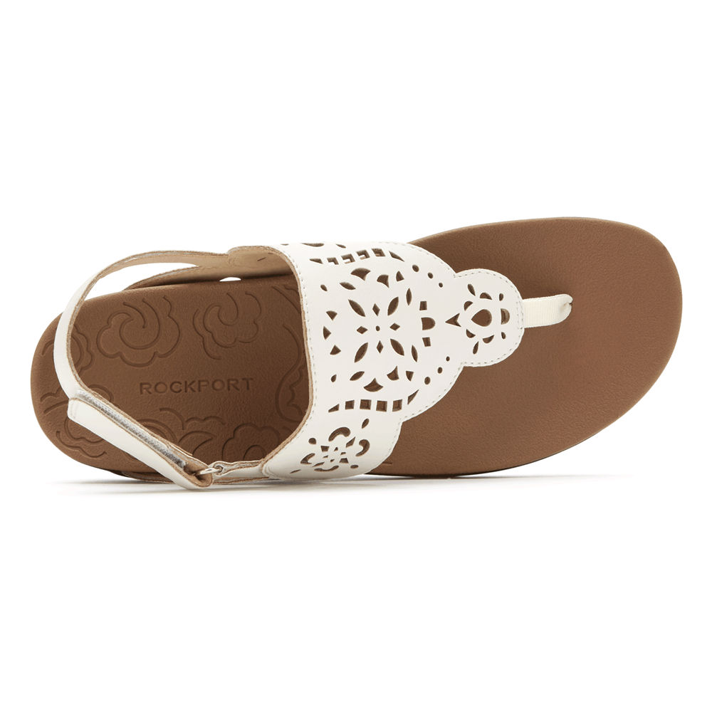 Sandalias Rockport Mujer Mexico - Ridge Circle Cutout Thong Blancos - WUTHM6038